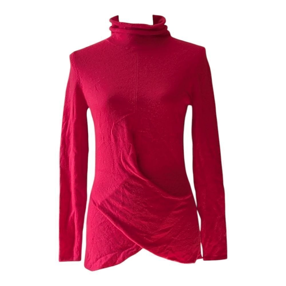 Melbourne Hot Pink 💯 Cashmere tulip Hem Turtleneck Sweater Small